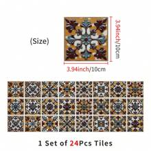 24PCS- Nordic Home Tile, Self-Adhesive Wall Stickers, Kitchen Bathroom Bedroom Living Room Dining Room, Waterproof, Oil And Moisture Proof, Decorative Tile Stickers, Wall Renovation Floor Stickers For Home Decor