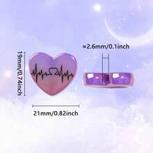 10 Pcs Electrocardiograms Designed Printed Heart-Shaped Beads - Creative DIY Fountain Pens, Pendant Beads, Bracelets, Necklaces, Keychains, Earrings, Craft Items, The Perfect Valentine's Day Gift - Mixed Colors - View 3
