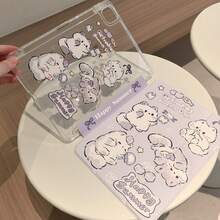 可爱猫咪双面彩绘透明防震保护壳，亚克力硬壳，兼容 iPad (A16) 第 11/10 代 10.9 英寸、iPad 10.2 英寸、7/8/9 英寸、iPad Pro 11 英寸（第 2/3/4 代）、iPad Mini 7/6 英寸，支持智能睡眠/唤醒功能，带 Apple Pencil 插槽，兼容小米 Redmi Pad SE 11 英寸（2023 年款）和 MatePad SE 11 英寸（2024 年款）/MatePad 11.5 英寸 S - 無色 - 查看 6