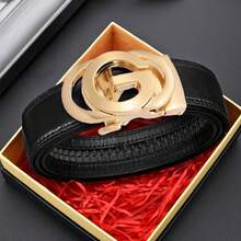Men Genuine Leather Belts Designers Belts For Men Luxury Business Fashion Work Jeans Dress Belt, Perfect Accessory For Business And Casual Occasions - 黑色 - 查看 2