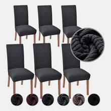 Juego de 6 piezas engrosadas y elásticas juego de asientos de restaurante doméstico antideslizante y resistente al desgaste juego de protección de sillas de restaurante - Gris Oscuro - Ver 2