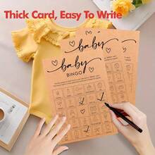 Gender Reveal Birthday Bingo Game (50 Unique Cards) Pre-Filled Fun Kids Birthday Party Game Activity, Pre-Made Name Cards, Gender Neutral Simple (White/Brown) - Multicolor - View 8
