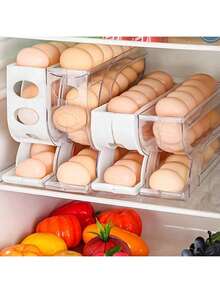 1pc Modern 3-Layer Egg Rack Refrigerator Egg Rack, Slide-Out Egg Holder,Anti-Fall,Refrigerator Egg Container Plastic Storage Bin, Compartment Anti-Coll Egg Storage Box,Space-Saving Refrigerator Side Door Storage Rack, Clear Stackable Egg Storage Box For Home/Kitchen Storage, Suitable For Refrigerator, Drawer And Shelf, Kitchen Organizer And Storage Cabinet, Kitchen Accessories - Multicolor - View 3