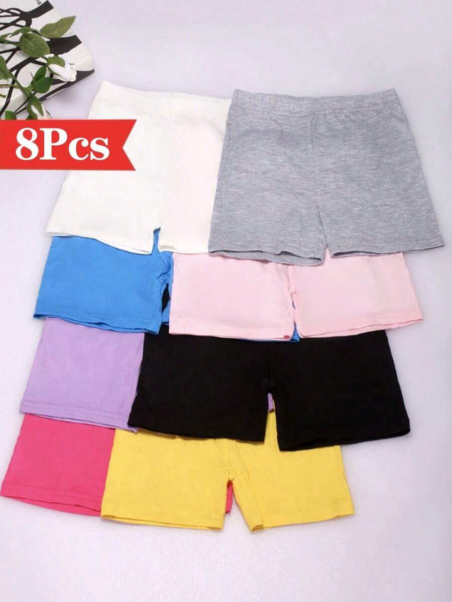 8 Pack Girls Bike Shorts Cartwheel Shorts For Girls Toddler Under Dress Dance Short Kids Biker Shorts Multicolor, For Outdoor - 混色(8件) - 查看 1
