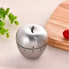 Temporizador  Forma Manzana Acero Inoxidable Contador de Tiempo de Cocina de Cuenta Regresiva, Escala Clara de la Alarma Ruidosa del Contador de Tiempo de la Cocina de la Forma de para Aprender - Plateado - Ver 3