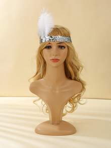 1 件 20 世纪 20 年代风格的羽毛头带，羽毛尺寸随机，适合女性单身派对、万圣节