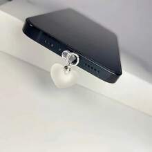 1 pieza Tapón antipolvo con forma de corazón rosa para charging, colgante para decoración de teléfono adecuado para interfaz de rayo/tipo C - Rosa - Ver 5