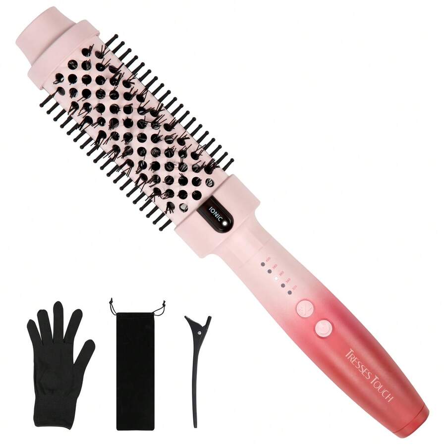Thermal Brush Hair Curling Brush, 30s Fast Heated Round Brushes 1.5" For Long Lasting Look, Negative Ion Tech, 5 Temp Settings, Less Damage, Universal Voltage, Easy To Use, Gifts For Women, Pink - 美規A型插(110-127V) - 查看 1
