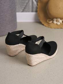 Fashionable & Versatile Silver Breathable Bowknot Strap High Heel Pumps - Black - View 8