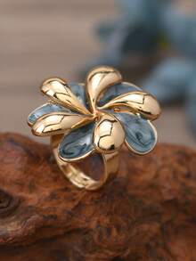 Anillo floral geométrico minimalista, adecuado para el uso diario de las mujeres y como regalo - Multicolor - Ver 1