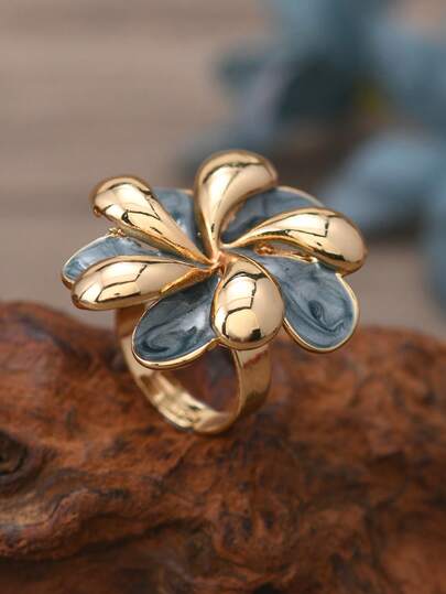 Anillo floral geométrico minimalista, adecuado para el uso diario de las mujeres y como regalo