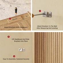 63.9" Mid Century Modern Headboard, Wood Headboard & Fluted Panel, Modern Farmhouse For Bedroom ( Queen, Full) - Khaki - View 5