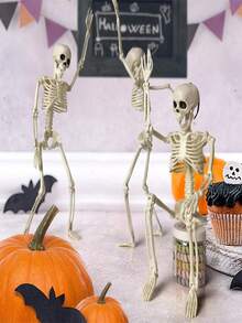 1件装，万圣节骷髅骨架，鬼屋布置道具，酒吧装饰道具，骨骼关节可活动，头部和起重机可拆卸，万圣节派对装饰 - 白色 - 查看 3
