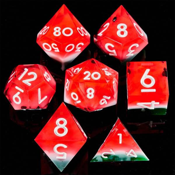 Kerstmis - Thema 7-delige polyhedrale hars dobbelstenenset voor D&D en RPG-spellen