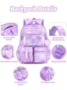 Set de 2 piezas Mochila escolar con bolso de mano con diseño de mariposa, mochila de gran capacidad con múltiples bolsillos para volver a la escuela, bolso de viaje casual para adolescentes, multifuncional - Conjunto de 2 piezas-B - Ver 10