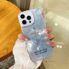 Funda para phone con diseño de flor. Compatible con phone 16, 16 Pro, 16 Pro Max, 15 Plus, 14, 13, 12 y 11. Nuevo diseño con degradado en forma de glaciar, borde suave, protección integral contra caídas con funda protectora de silicona - Blanco - Ver 2
