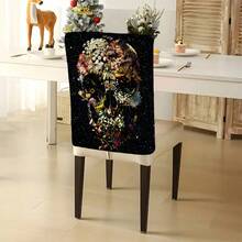 1 pièce/4 pièces/6 pièces/10 pièces Housse de chaise en peluche courte imprimée de fleurs et de crânes pour Halloween, housse de chaise amovible en tissu peluche courte, protecteur de de chaise, housse décorative de chaise de salle à manger, convient pour toutes les saisons, housse de chaise décorative pour salle à manger, salon, maison, avec protection du , convient pour restaurant, bureau, salon, hôtel et décoration de la maison - ZYBT-047 - Voir 5