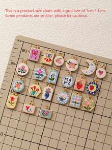 1 件夏季时尚 INS 可爱简约蝴蝶花朵月亮 DIY 吊坠，镀 18K 金，不易氧化，适合老婆妈妈自由搭配。