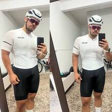 Raudax 新款极简热转印骑行服，轻便透气，高弹性，适用于公路车、山地车，白色 - 白色 - 查看 11