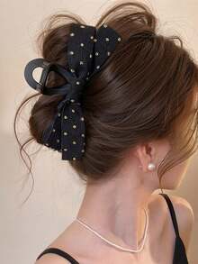 1 件多层网状蝴蝶发夹，时尚优雅设计发饰夹，适用于发髻/马尾辫发饰动物发夹，学校用品，大学 - 黑色 - 查看 8