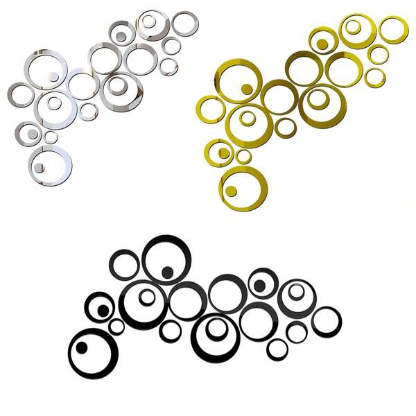24 Pcs Wall Stickers Acrylic Circle Mirror Removable Round Dots Mirror Wall Decoration Wall Decals Murals For Home Living Room Bedroom Decor