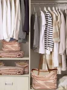 1/2pcs Satin Drawstring Dust Bags, Suitable For Jewelry & Accessories; Silk Drawstring Travel Storage Bags; Portable Clothing & Shoes Drawstring Pouches; Large Capacity Handbag Dust Covers; Self-Sealing Drawstring Storage Bags; Travel Essentials; Organization - Champagne - View 2