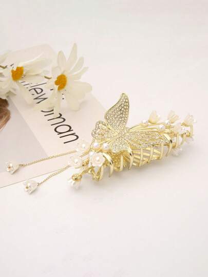 1 unidade/8 unidades de presilhas de cabelo com pingente de lírio-do-vale e pérolas artificiais, presilhas de cabelo grandes em metal com formato de espiga de trigo, pérolas artificiais e strass, presilhas elegantes para penteados, acessórios para cabelo, acessórios de cabelo, acessórios para cabelo femininos, outono, viagens, ferramentas para cabelo, acessórios femininos, artigos para cabelo, presentes, viagens, presentes para mulheres, artigos para cabelo, lembrancinhas