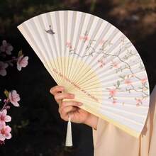 1 件女童竹折叠中国风小扇子流苏花道具服装古装舞蹈竹扇，优雅、舒适、华丽风格 - 彩色 - 查看 8