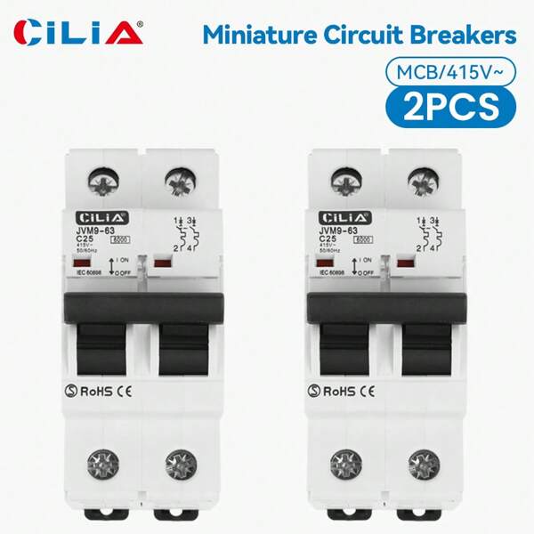 CILIA 1/2 Stücke 2-polige MCB (1P+N) 415V 6kA Stromschalter - C10A, 16A , 20A