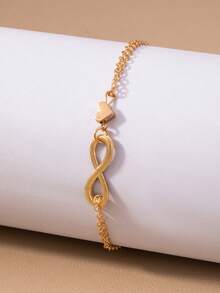 1 件简约珠宝无限数字 8 和心形吊坠手链，经典流行女士配饰