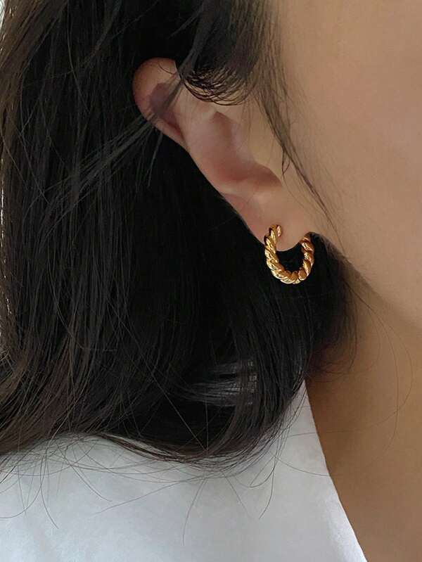 1 Pair Classical Hoop Earrings For Women For Wedding Anniversary Engagement Party Jewelry Valentine's Day Gift