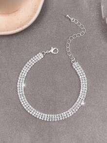 1件畅销多层水晶项链，时尚欧美中东风格水晶颈链 - 銀色 - 查看 3