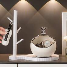 1 pieza Tarro de almacenamiento de cerámica con soporte, decoración de oso y conejo, organizador de joyas y cosméticos de animales lindos de múltiples usos, tarro de dulces y galletas encantador y soporte para baratijas para mostrador, escritorio, baño, cómoda, guardería, dormitorio, accesorio, decoración de habitación, decoración del hogar, acento de sala de estar, exhibición de despensa de cocina, regalo para ella, cumpleaños, anfitriona de vacaciones, relleno de calcetín navideño, regalo del Día de San Valentín, favor de fiesta de temporada, solución de organización del hogar, acento decorativo para estantes y mesas, ornamento funcional y elegante para almacenamiento de espacios pequeños - Multicolor - Ver 8