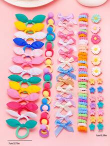 586件多色蝴蝶结发夹套装，时尚简约发带，马尾辫夹，绒球发带，送给女孩的礼物，适合学生、表演、派对