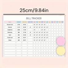 1pc Laminated Annual Bill Payment Tracker, Bill Payment Checklist, Bill Payment Log, Expense Tracker, Bill Planner, Reusable, Laminated, High Quality Craftsmanship - White - View 2