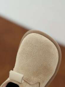 1 Pair Kids' Soft Sole Anti-Slip Warm Lined Simple Fashion Flat Round Toe Ankle Boots, Suitable For Outdoor Sports In Autumn/Winter - Màu Khaki - Xem 7