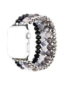 1 件手工串珠表带，兼容 41/40/38/42/44/45/46/49 毫米，闪亮水晶和宝石串珠松紧带，佩戴方便舒适，手链式表带适合 Apple SE/10/9/8/7/6/5/4/3/2/1 系列，礼物（仅表带） - 彩色 - 查看 2
