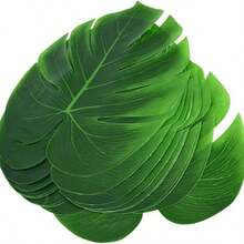 10/20/30/40/50/78pcs Artificial Palm Leaves, Large Leaf Placemats, Green Palm Leaves Party Decor, Tropical Tabletop Decor, Hawaiian Leaves Decor, Wild Animal Leaves Decor, Fake Plants - Green - View 2