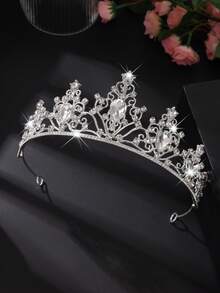 高级新娘皇冠头饰套装，镶嵌人造宝石，全新女王皇冠设计，新娘面纱镶嵌闪亮水钻耳环和项链配饰（多种款式可选）