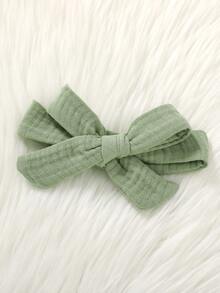 两件套休闲优雅甜美可爱女宝宝连体衣连衣裙，柔软舒适，荷叶边纯色连体衣和发带套装 - 綠色 - 查看 8