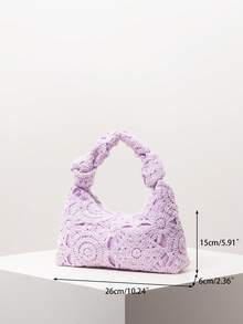 时尚女士手提包，钩针编织套装，度假理想之选，优雅女士包，旅行必备（图案随机） - 紫色 - 查看 7