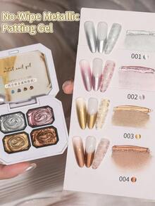 4-Colors No-Wipe Metallic Patting Glue Smudges Canned High Saturation Popular Semi-Solid Nail Polish Glue Nail Salon DIY - 彩色 - 查看 1