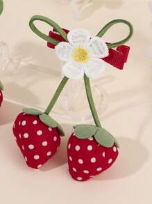 2pcs Stawberry Hair Clips For Girls Red Strawberry Fabric Alligator Clips Flower Embroidered Strawberry Hair Clips Cute Stawberry Fruit Barrettes Vacation Gifts Hairpins Teens Hair Accessories