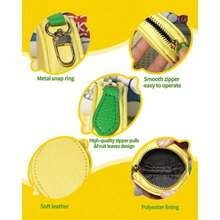 Lemon Coin Purse Charm Leather Change Purse With Keychain Cute Fruit Coin Pouch With Zipper Mini Fruit Bag Charm Coin Purse For Women Lemon Yellow - 黃色 - 查看 4