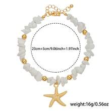 2pcs Summer Beach Vacation Boho Handmade Beaded Starfish Anklet Set, Bohemian Style Glass Rice Bead Ankle Chain For Women's Daily Wear Travel Holiday - 1pc White Stone Starfish Anklet - View 5