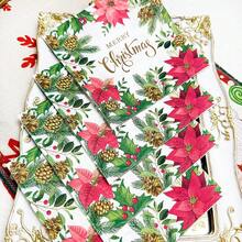 100/60/20 件 13 * 13 英寸一次性圣诞主题餐巾，带有红色和绿色印花图案，适合节日聚会、圣诞派对、新年和冬季主题派对、西餐厅、咖啡厅等 - 彩色 - 查看 12