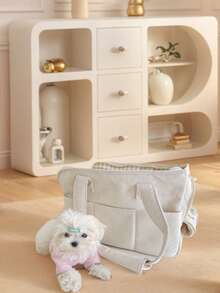 1pc Foldable Soft Pet Backpack Carrier, Suitable For Small Dogs, Rabbits, Cats, Travel Bag - White - View 4