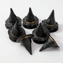 10pcs Black Mini Witch Hat, For DIY Crafts, Halloween Party Supplies, Party Decorations - Black - View 1