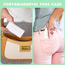 Portable Dental Floss Dispenser, Refillable Floss Holder Box, Automatic Travel Floss Stick Storage Case With 40pcs Floss Sticks For Teeth Cleaning - Multicolor - View 6
