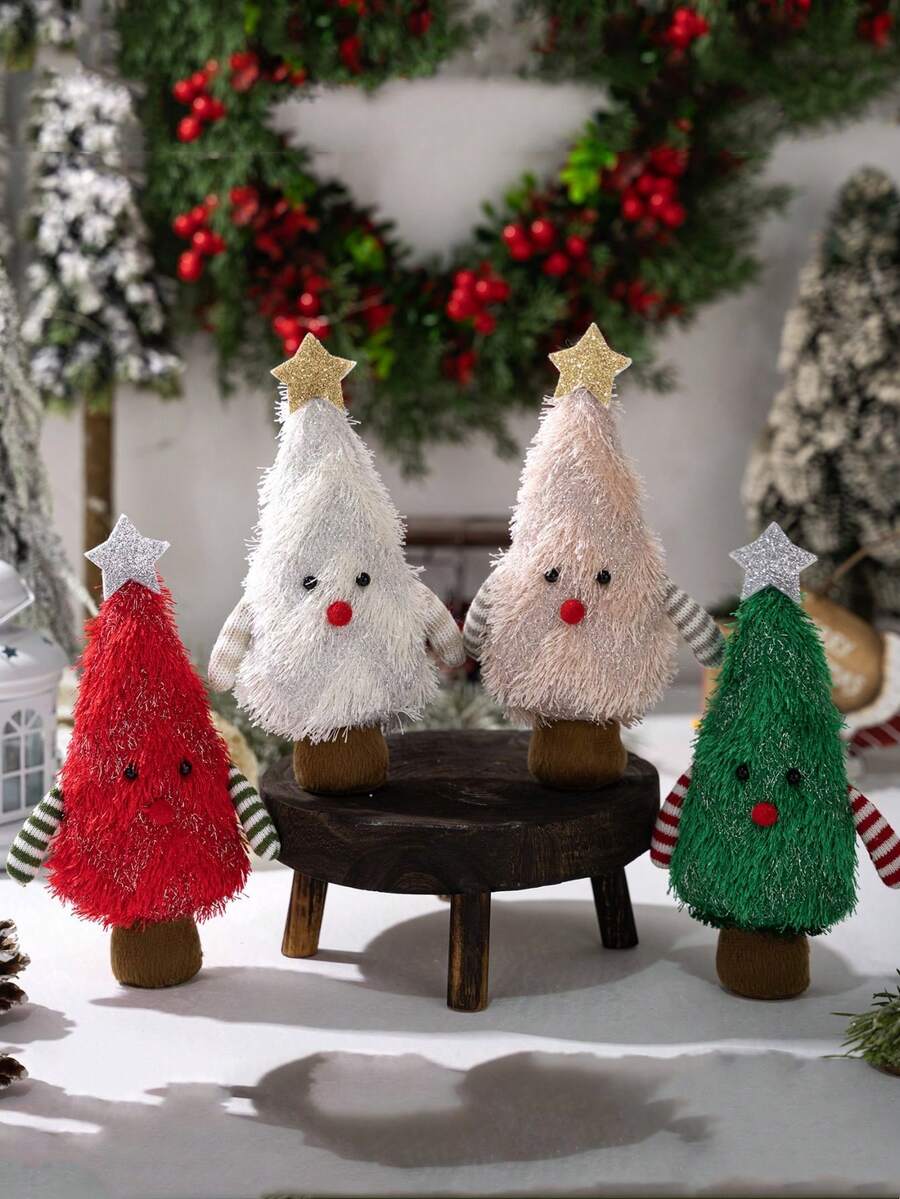 1pc Supplies Creative Christmas Tree Shaped ,3D Christmas Tree Desktop Decoration Tree Ornament Plush Creative, Festival Gift Suitable For Daily Home Decoration Festival Decoration,Green Fabric Holiday Decor For Home, Living Room, Windows - No Electricity Needed, Perfect For Christmas, New Year, Winter & Tailgate Parties,Christmas Decoration Christmas Decorations Room Decor